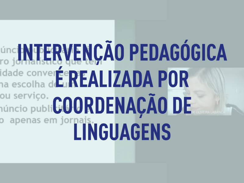 Intervenção pedagógica é realizada por coordenação de linguagens